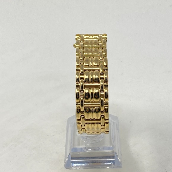 Vtg Jules Jurgensen Diamond Tank Watch Women 19mm Gold Tone New Battery 7.25" - Picture 6 of 16